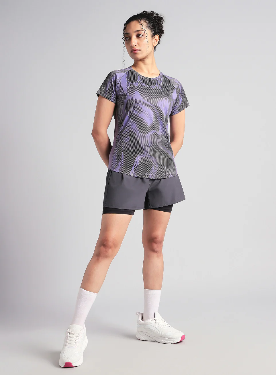 Women's Purple Urban Camo Run T-shirt - Image 2