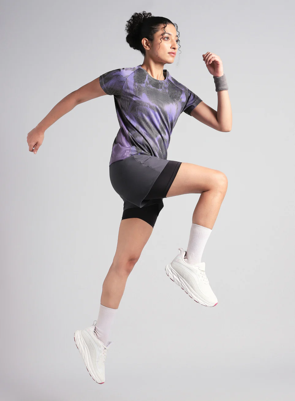 Women's Purple Urban Camo Run T-shirt - Image 3