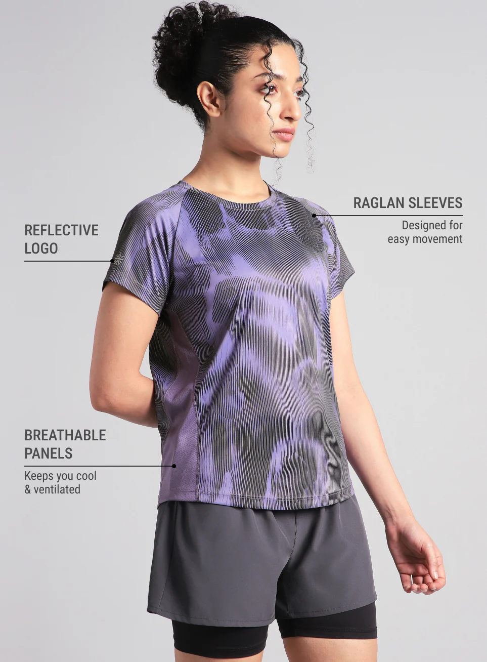 Women's Purple Urban Camo Run T-shirt - Image 5