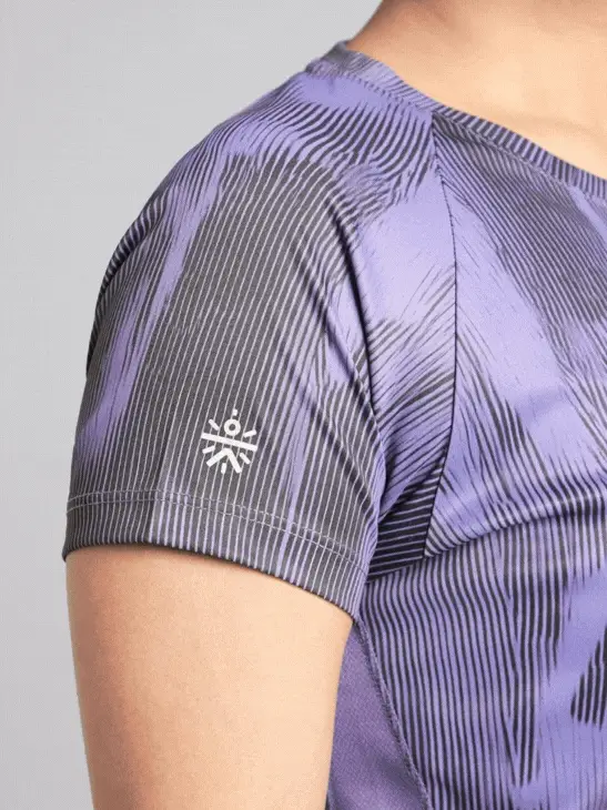 Women's Purple Urban Camo Run T-shirt - Image 7