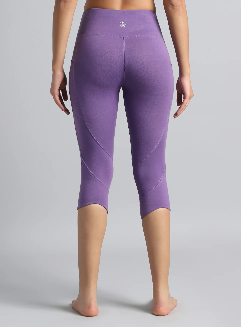 Women's Purple Yoga Flow Cotton Cropped Tights - Image 6