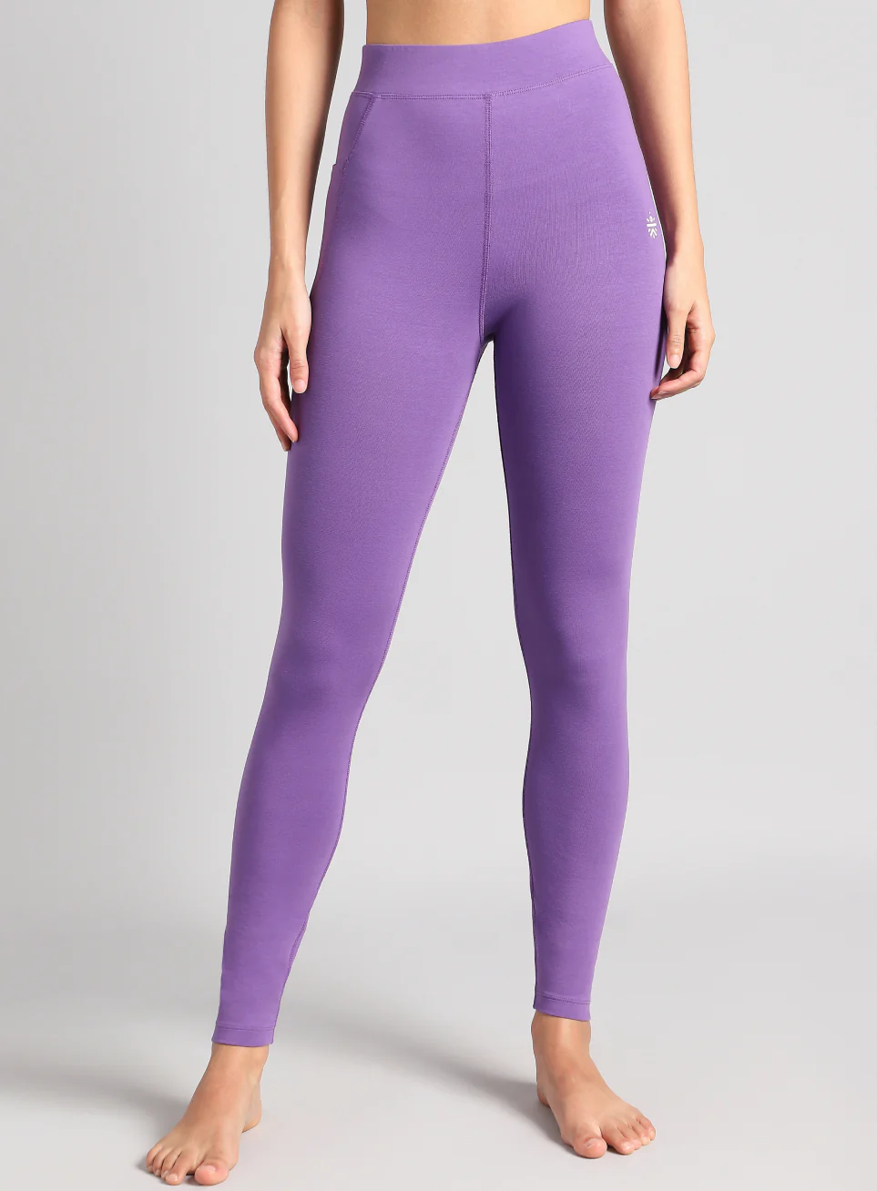 Women's Purple Yoga Flow Cotton Tights - Image 4