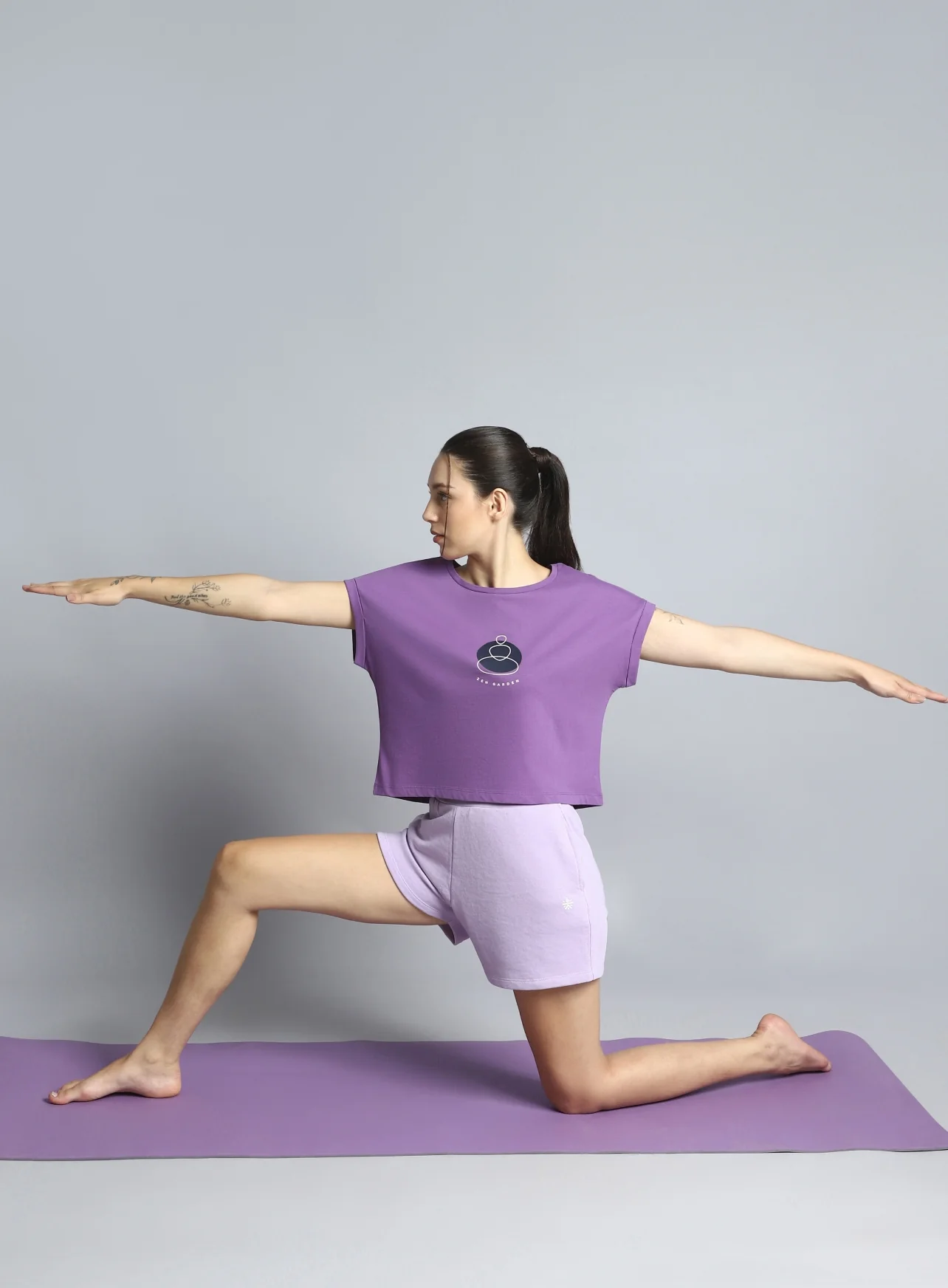 Women's Purple Yoga Harmony Graphic T-shirt - Image 3