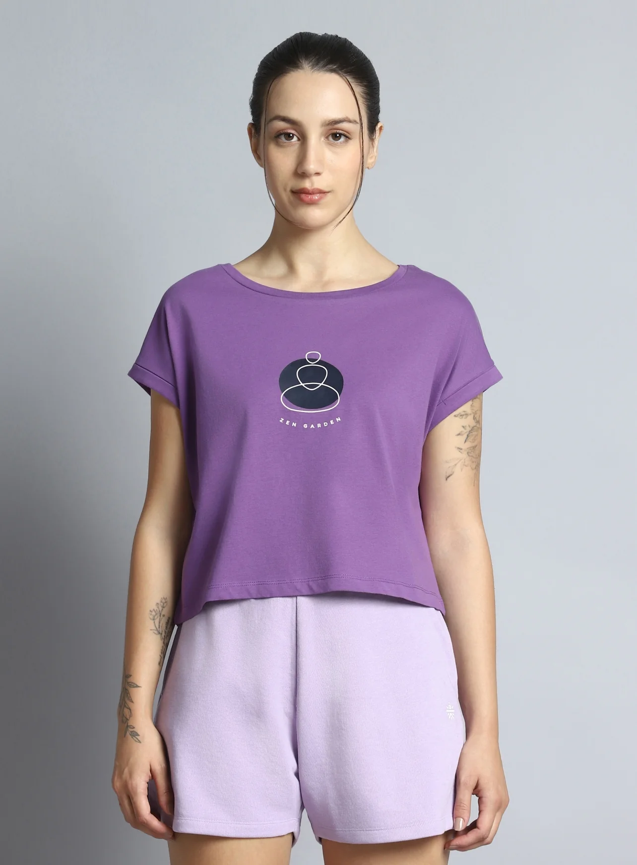 Women's Purple Yoga Harmony Graphic T-shirt - Image 4
