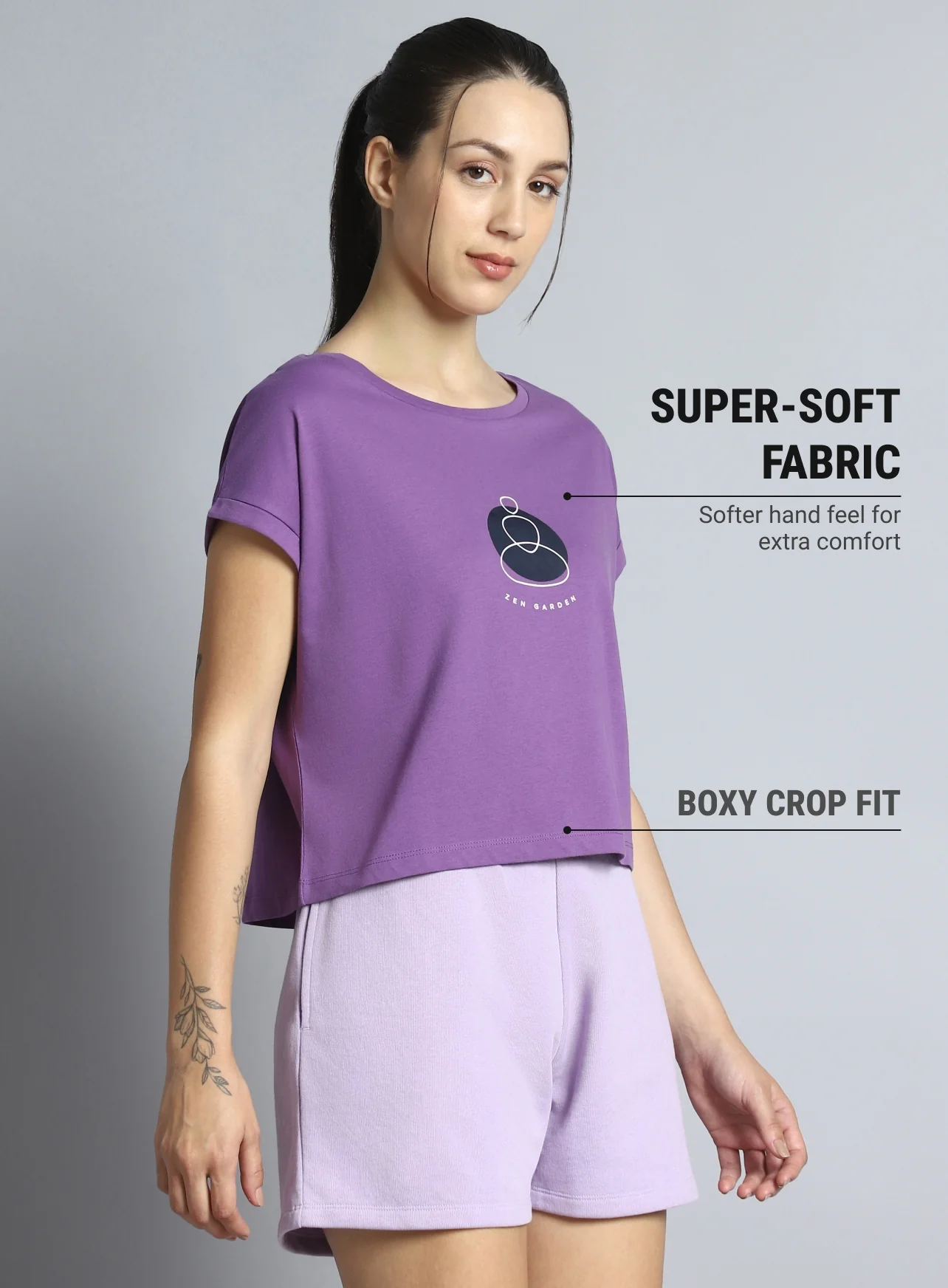 Women's Purple Yoga Harmony Graphic T-shirt - Image 5