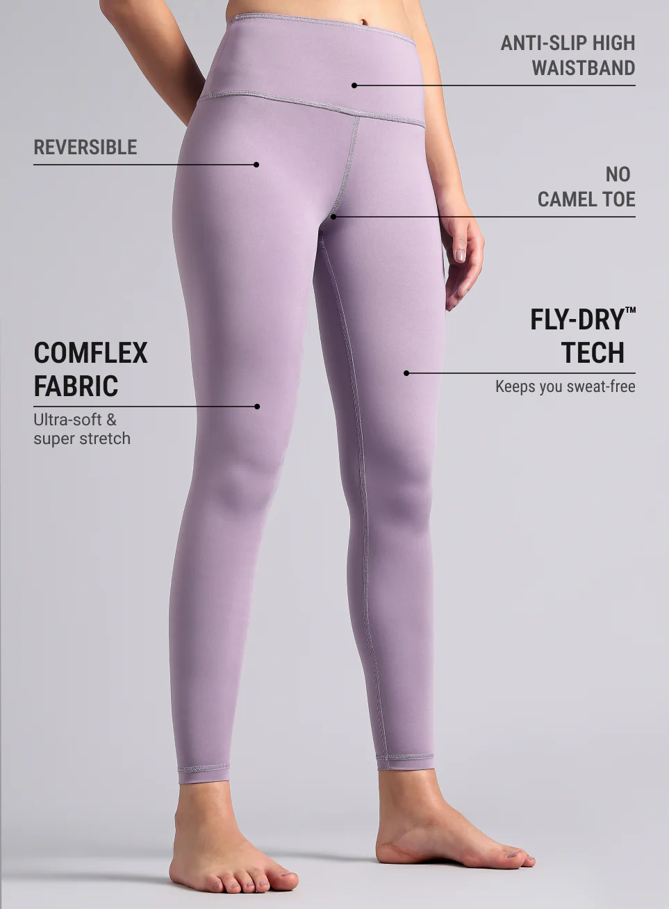 Women's Purple Yoga Reversible COMFlex Tights - Image 8