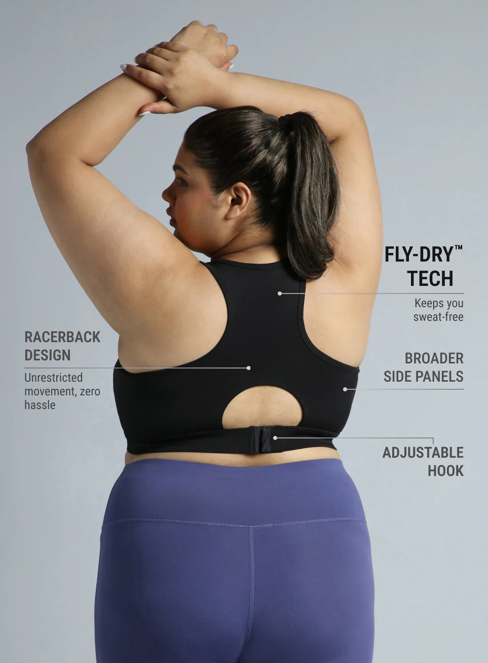 Women's Racer Back Hook Running High Support Plus Size Sports Bra - Image 6