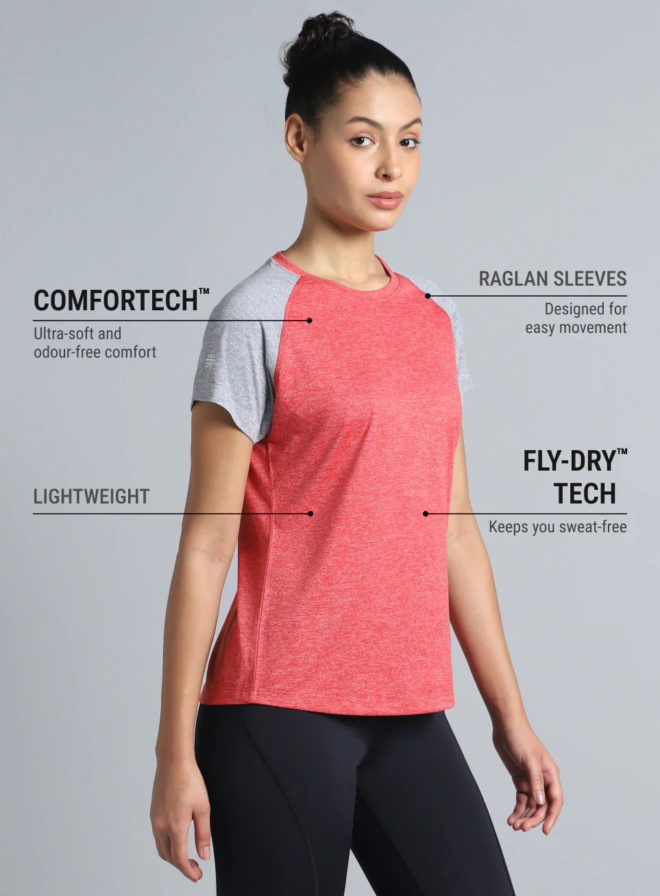 Women's Red Active COMFORtechColorblock T-shirt - Image 5