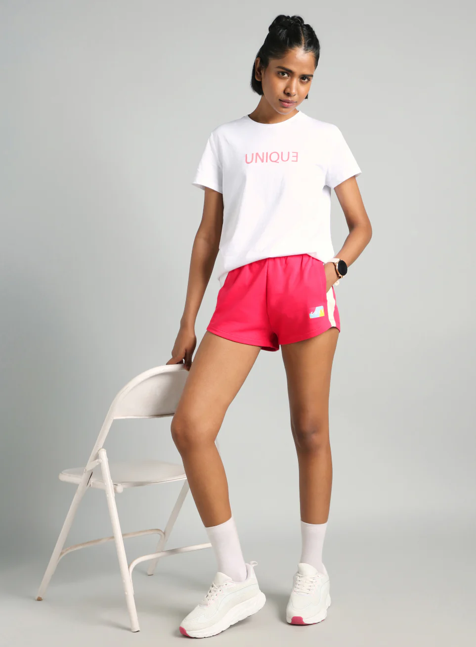 Women's Red Contrast Play Shorts - Image 3