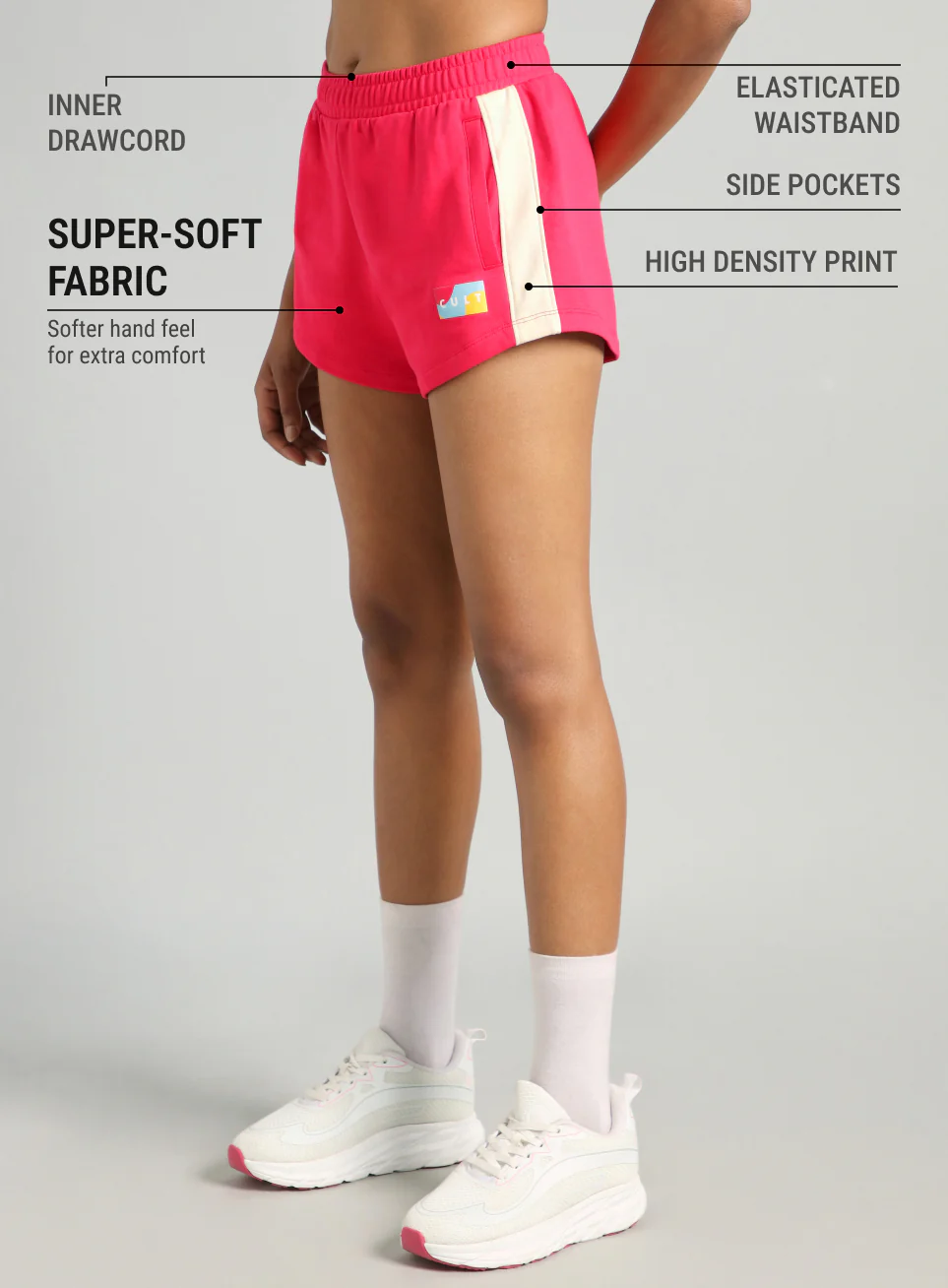 Women's Red Contrast Play Shorts - Image 5