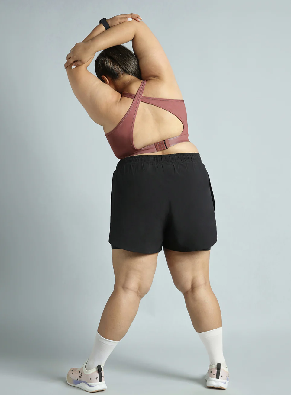 Women's Red Cross Back Hook Training High Support Plus Size Sports Bra - Image 2