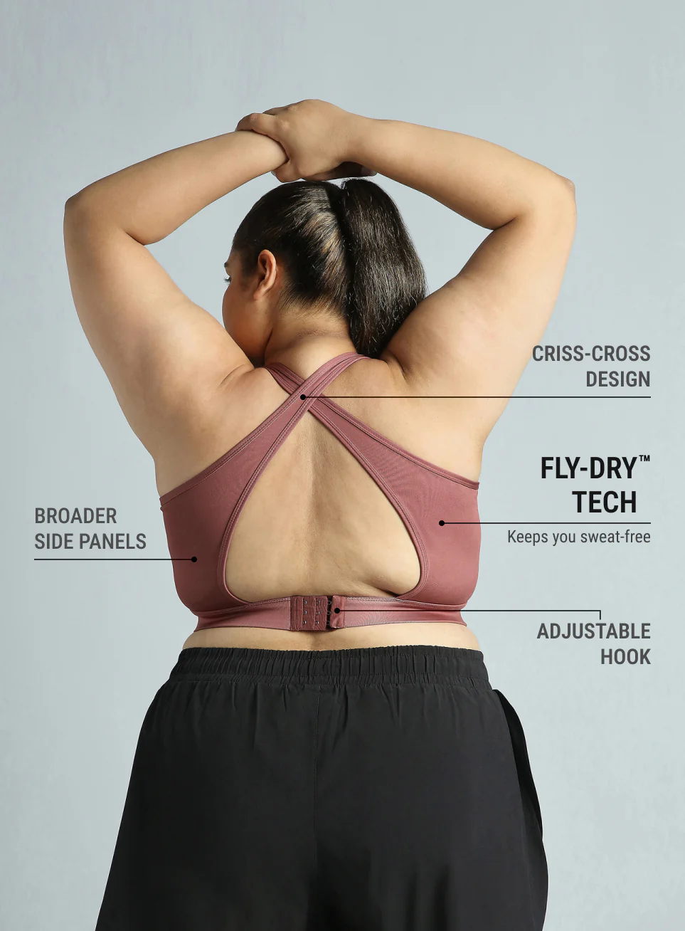 Women's Red Cross Back Hook Training High Support Plus Size Sports Bra - Image 6