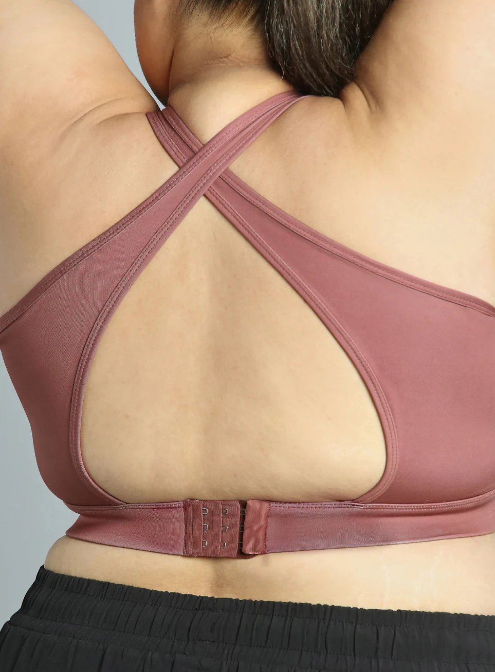 Women's Red Cross Back Hook Training High Support Plus Size Sports Bra - Image 7