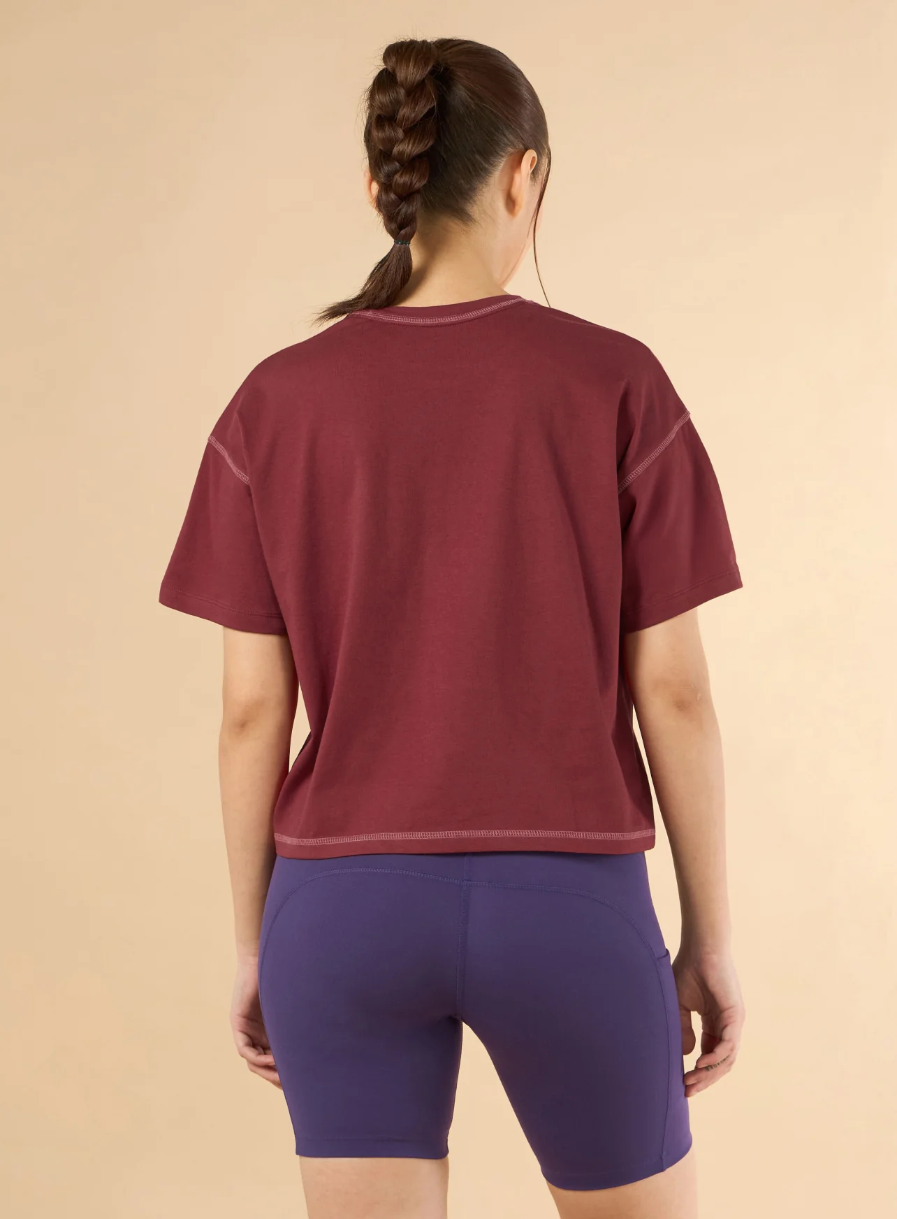 Women's Maroon Cult Spirit Graphic Boxy Crop T-shirt - Image 6