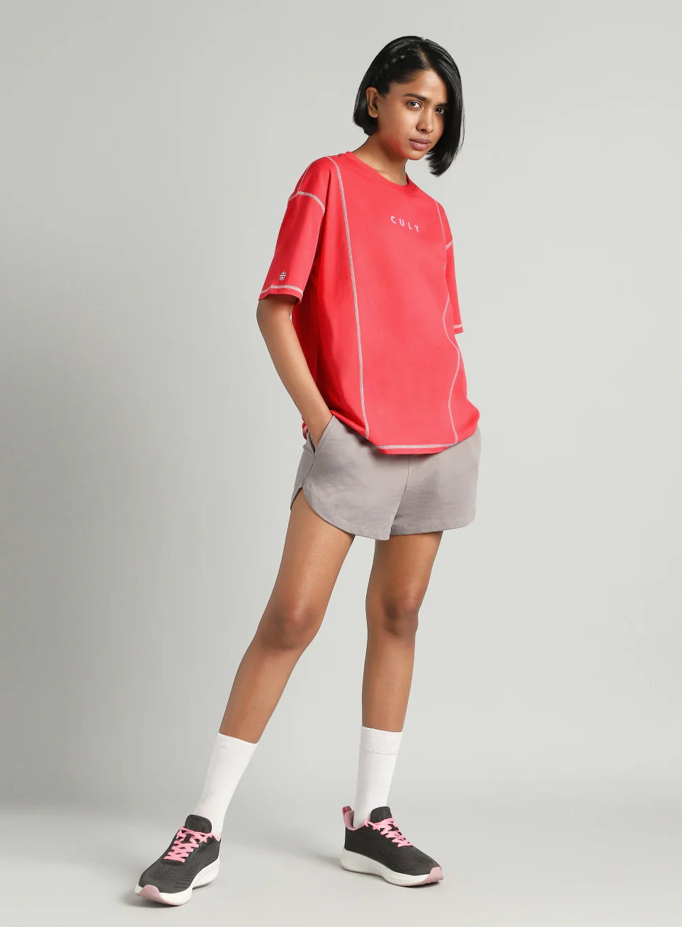Women's Red Game On Cult Oversized Fit T-shirt - Image 2