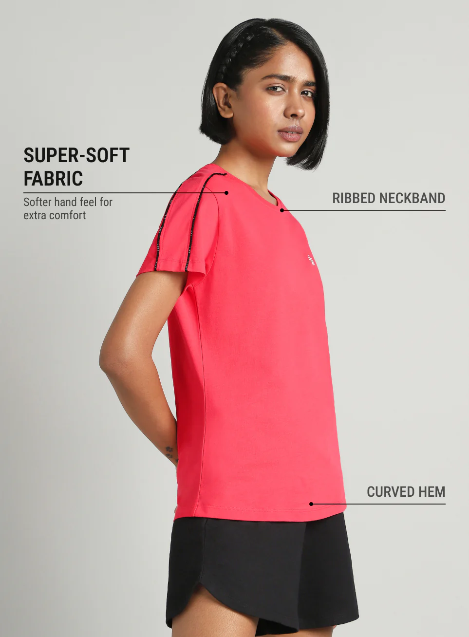 Women's Red Panel Play T-shirt - Image 5