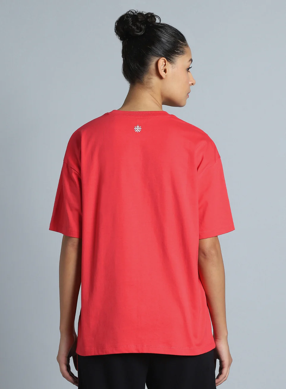 Women's Red Printed Oversized Fit T-shirt - Image 6