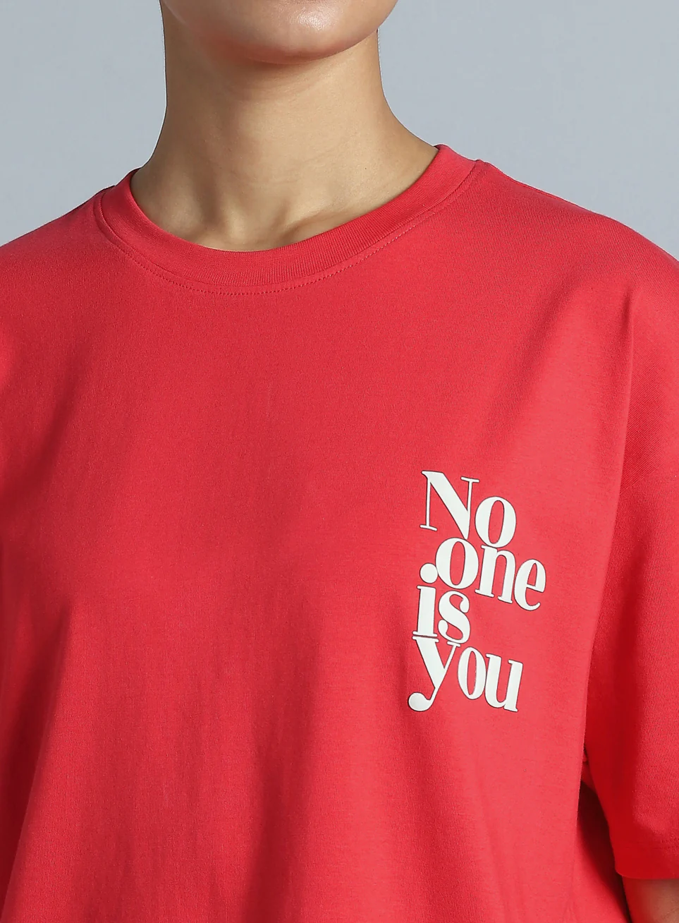 Women's Red Printed Oversized Fit T-shirt - Image 7
