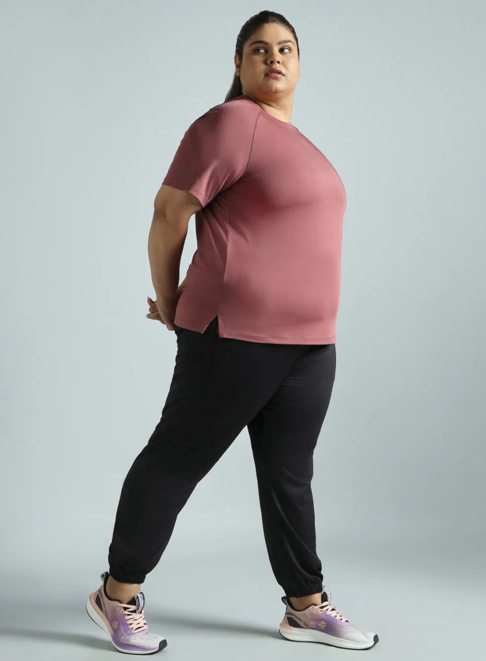 Women's Red Running Essential Plus Size Regular Fit T-shirt - Image 2