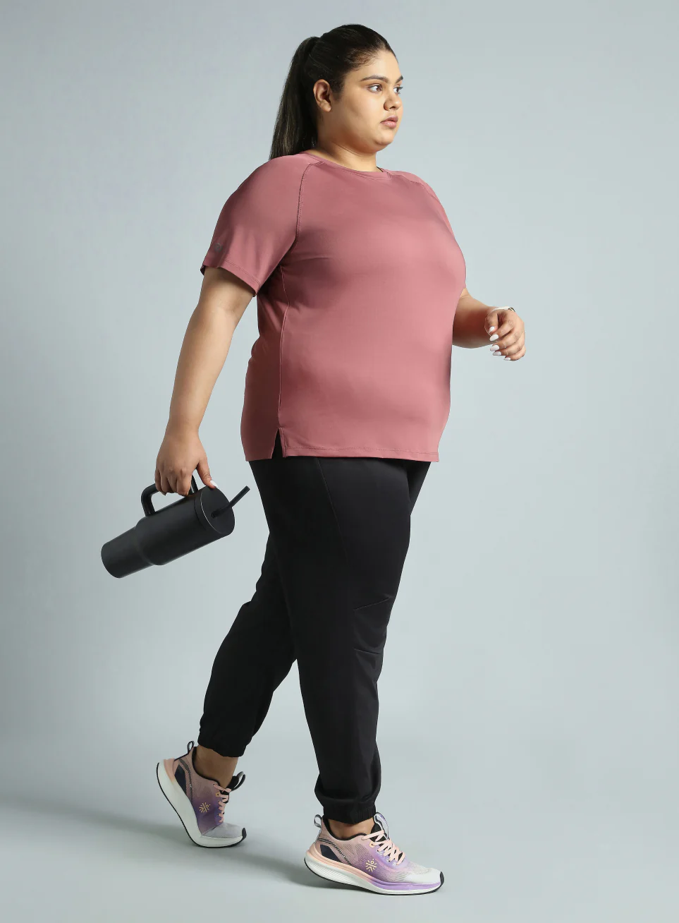 Women's Red Running Essential Plus Size Regular Fit T-shirt - Image 3