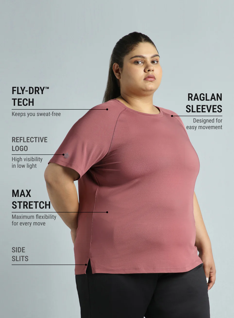 Women's Red Running Essential Plus Size Regular Fit T-shirt - Image 5