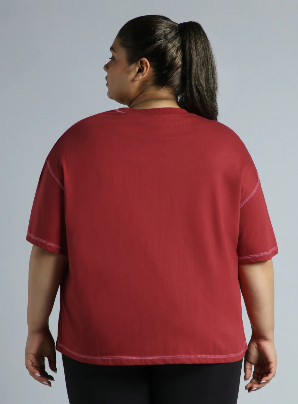 Women's Red Training Essential Graphic Plus Size Boxy Fit T-shirt - Image 6