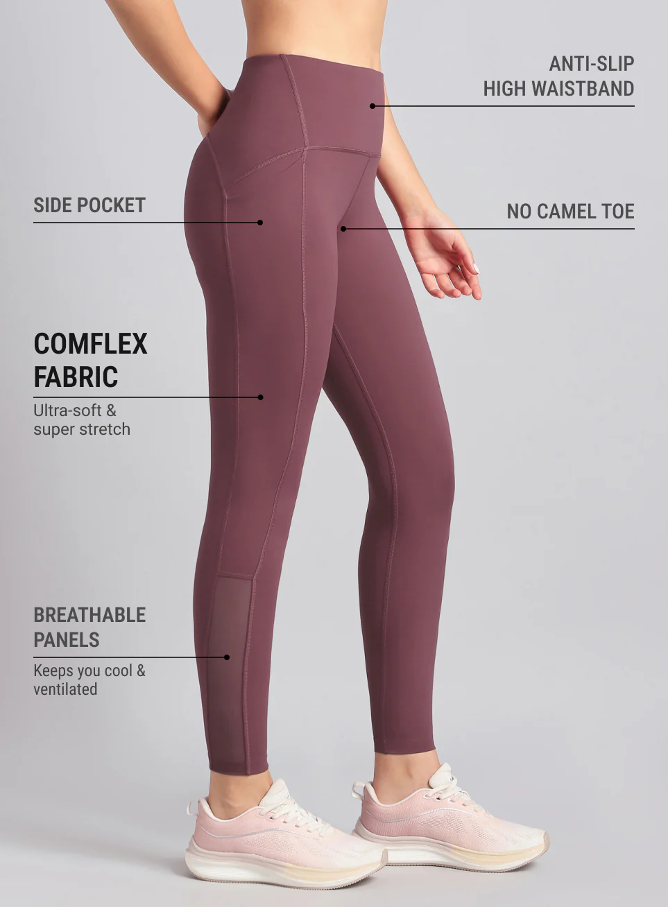 Women's Red Training Shape Shifter COMFlex Tights - Image 5