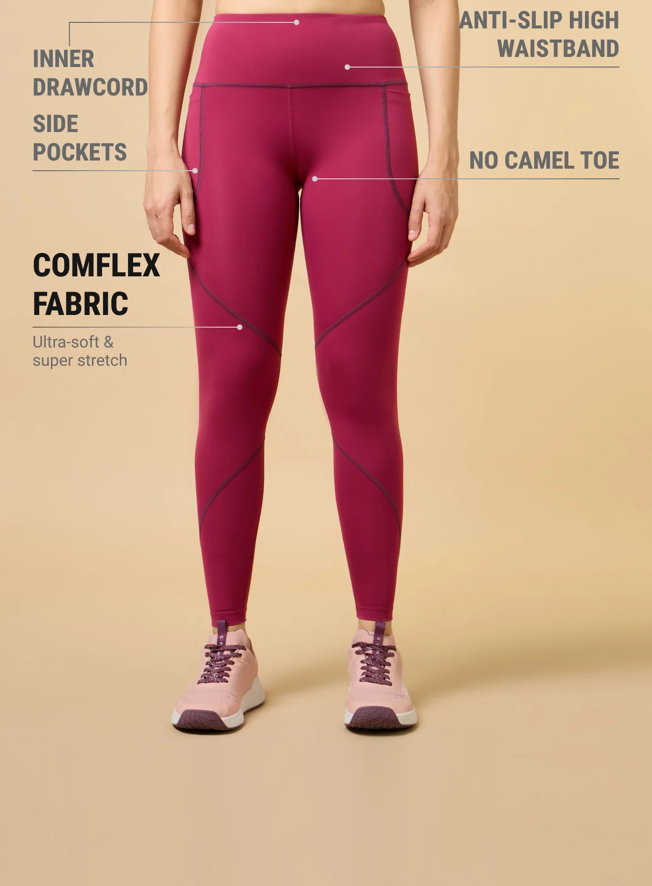 Women's Red True Performance Sculpted COMFlex Tights - Image 4
