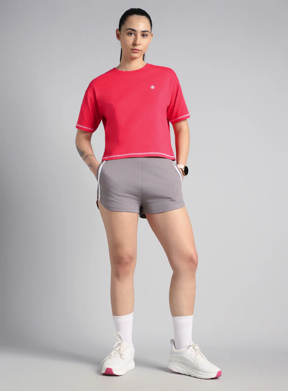 Women's Red Unity Boxy Crop Fit Top - Image 2