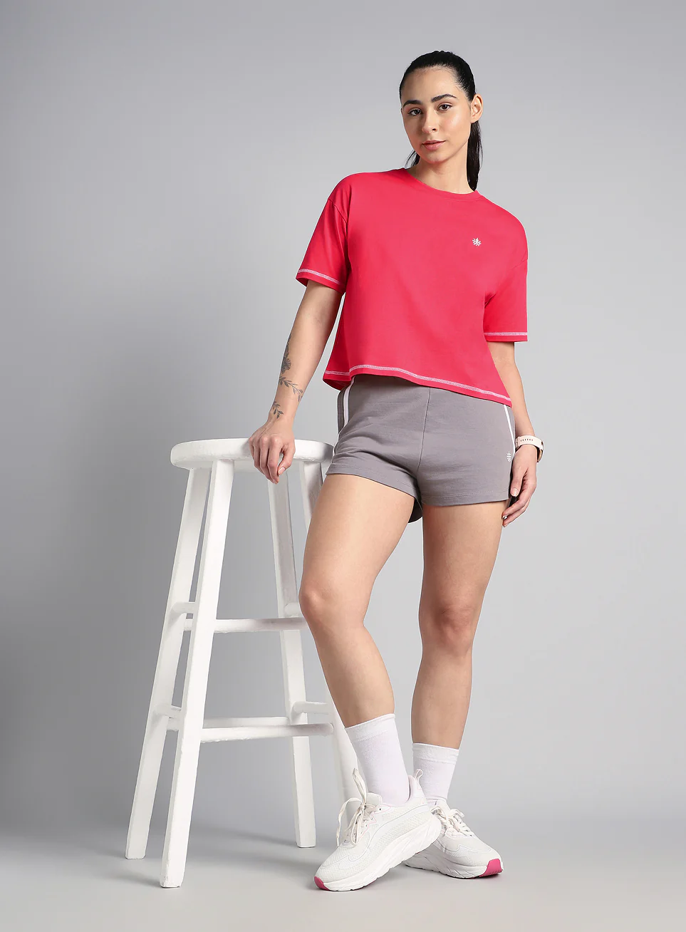 Women's Red Unity Boxy Crop Fit Top - Image 3