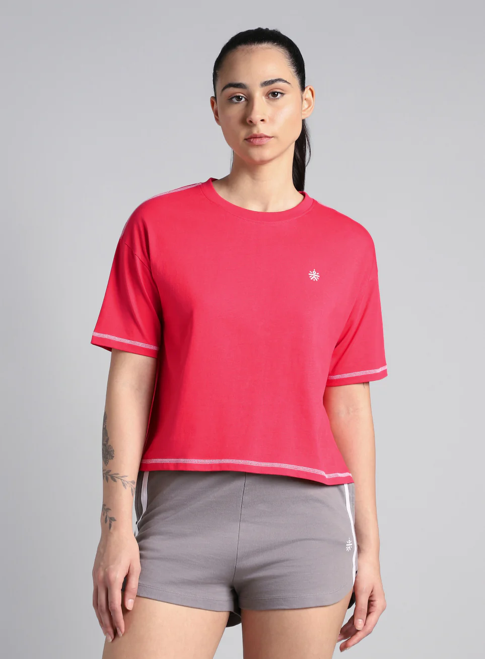 Women's Red Unity Boxy Crop Fit Top - Image 4