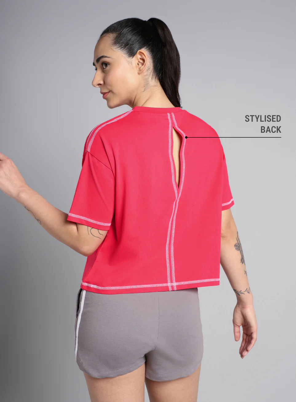 Women's Red Unity Boxy Crop Fit Top - Image 6