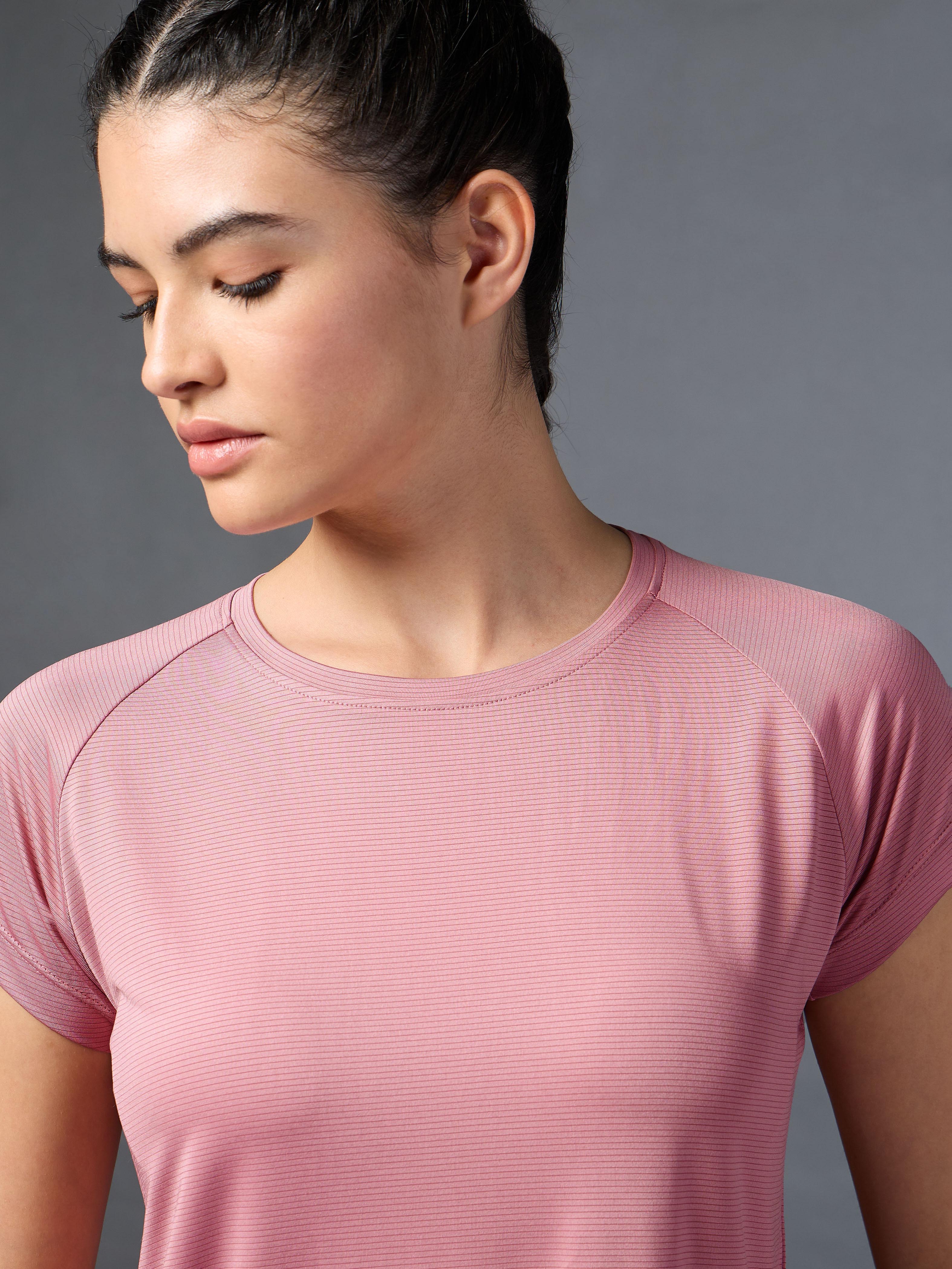 Women's Run Forward Stylised Back Pink T-shirt - Image 8