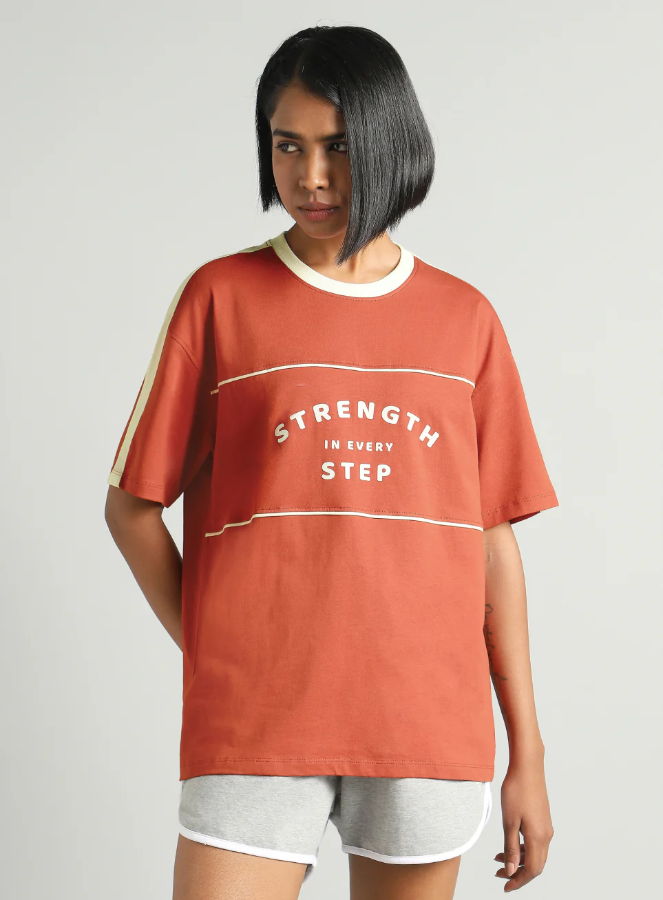 Women's Rust Fun Play Block Graphic Oversized T-shirt - Image 4