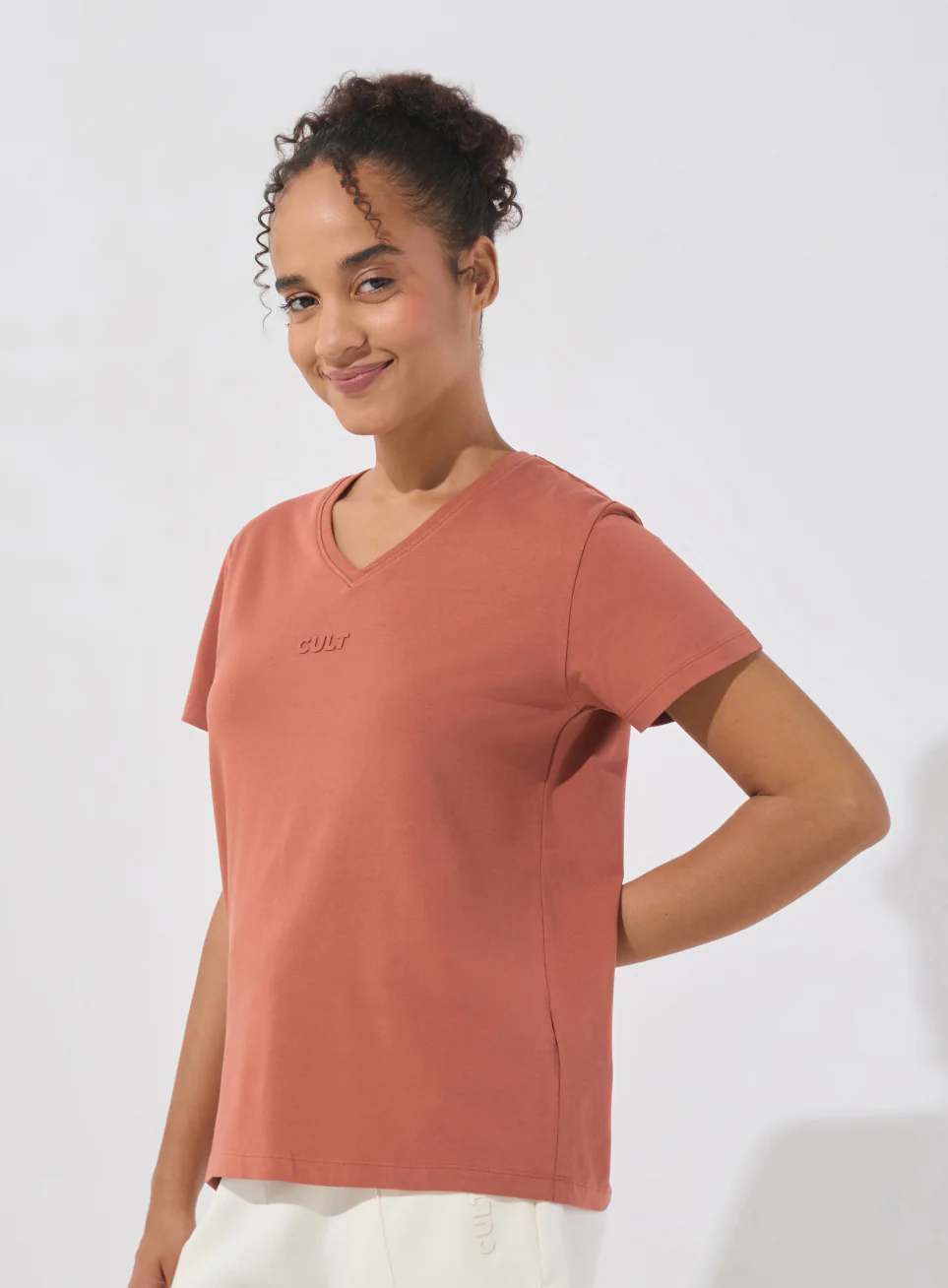 Women's Rust Soft Form V-Neck T-shirt - Image 5
