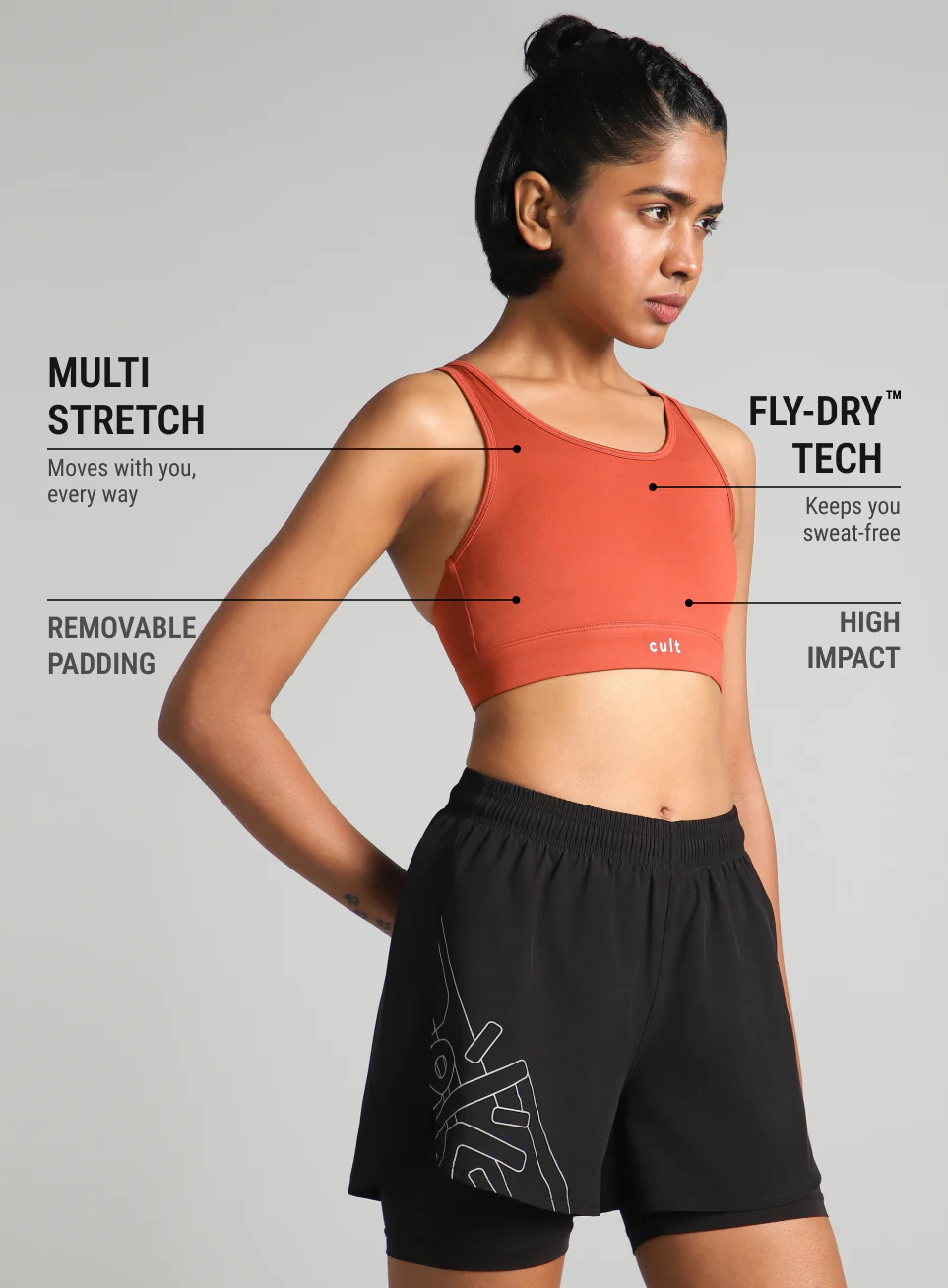 Women's Rust Training Criss Cross High Support Bra - Image 5