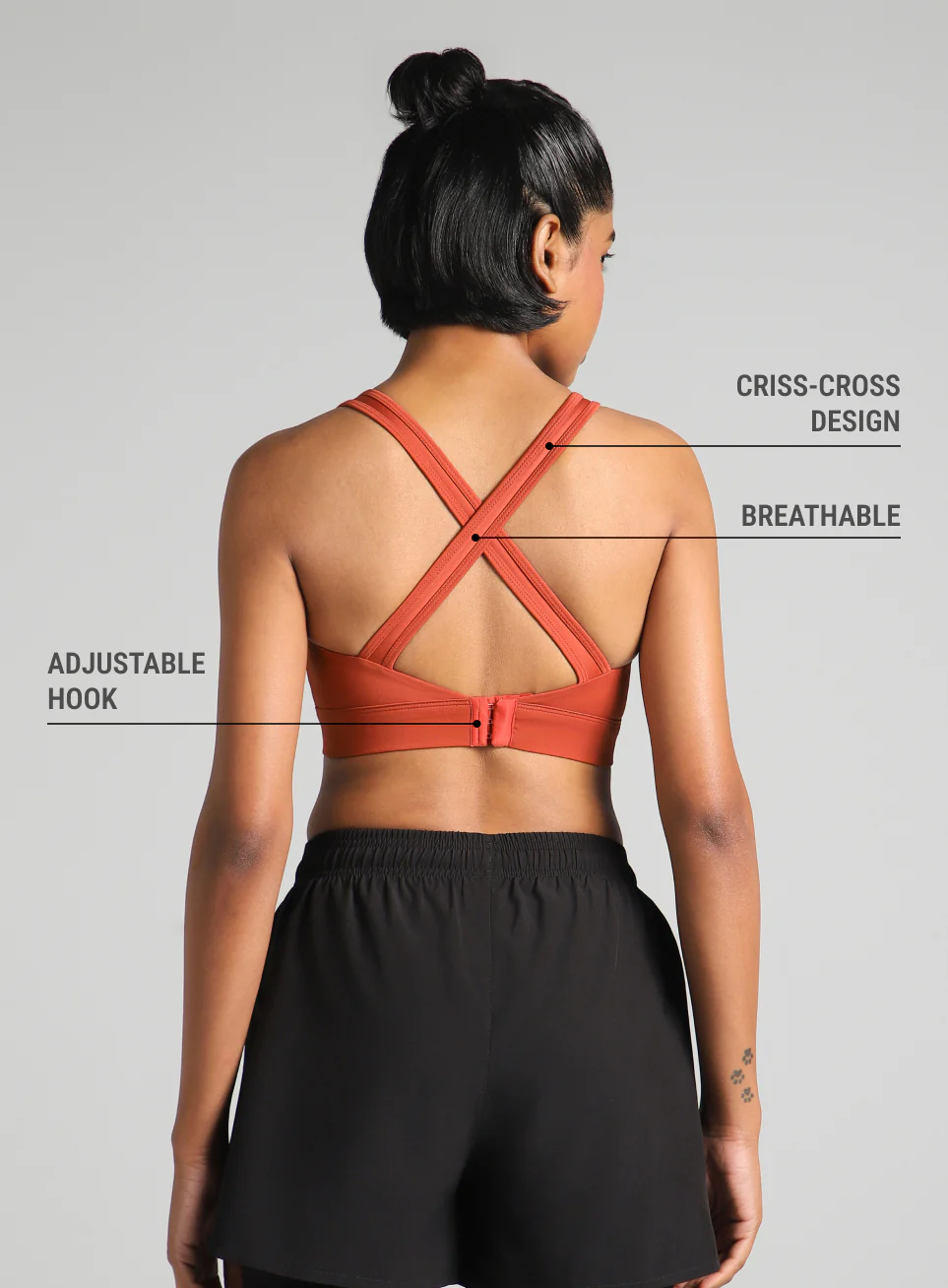 Women's Rust Training Criss Cross High Support Bra - Image 6