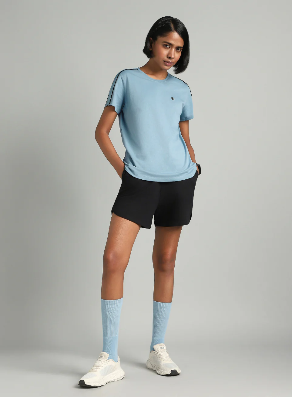 Women's Sky Blue Panel Play T-shirt - Image 3
