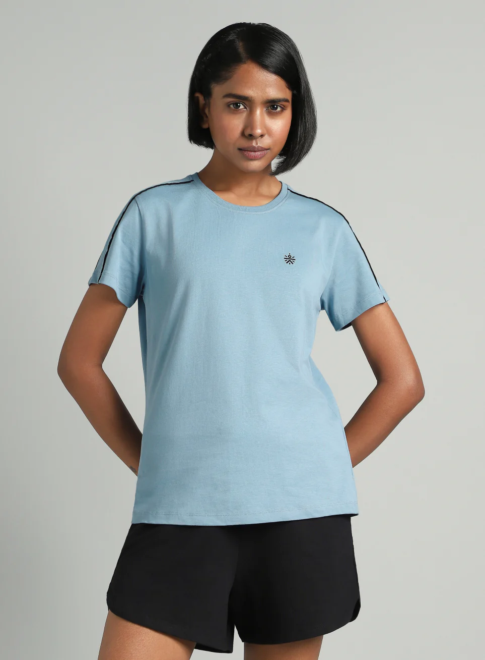 Women's Sky Blue Panel Play T-shirt - Image 4