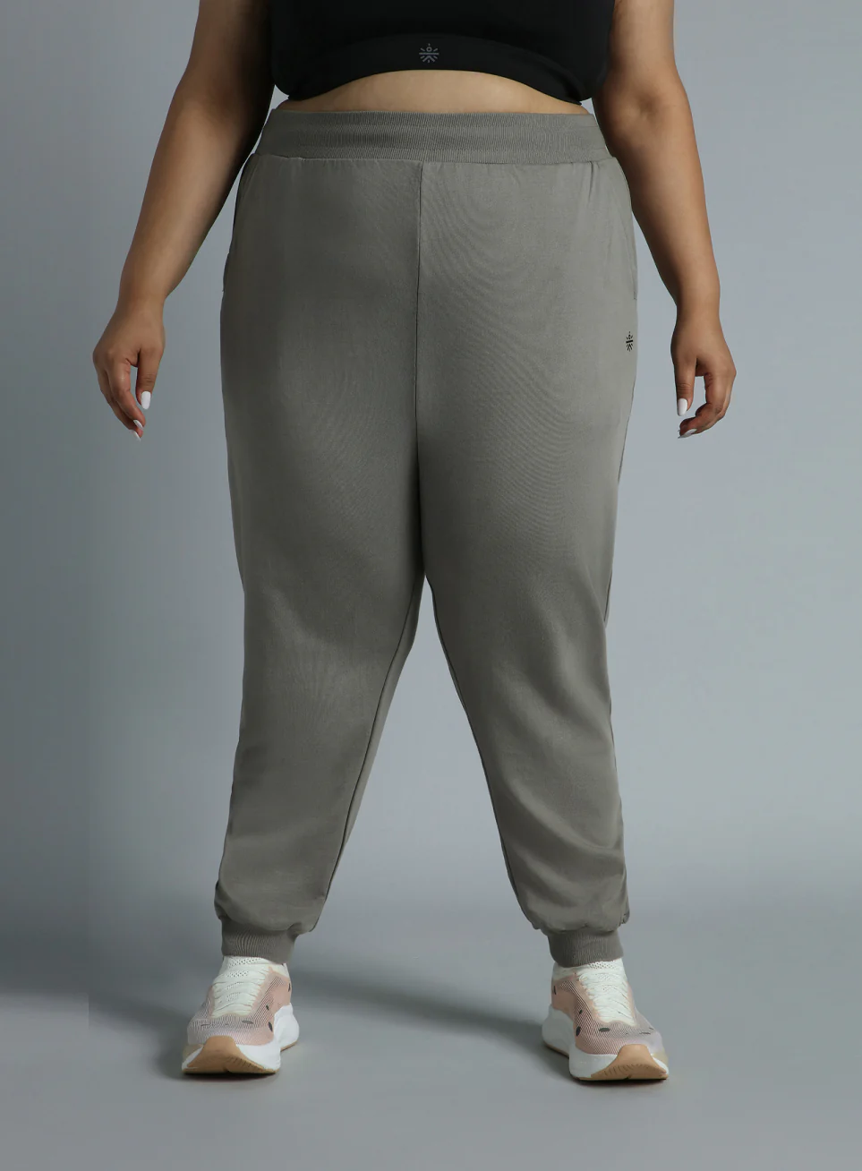 Women's Sky Dark Grey Cotton Plus Size Everyday Joggers - Image 4