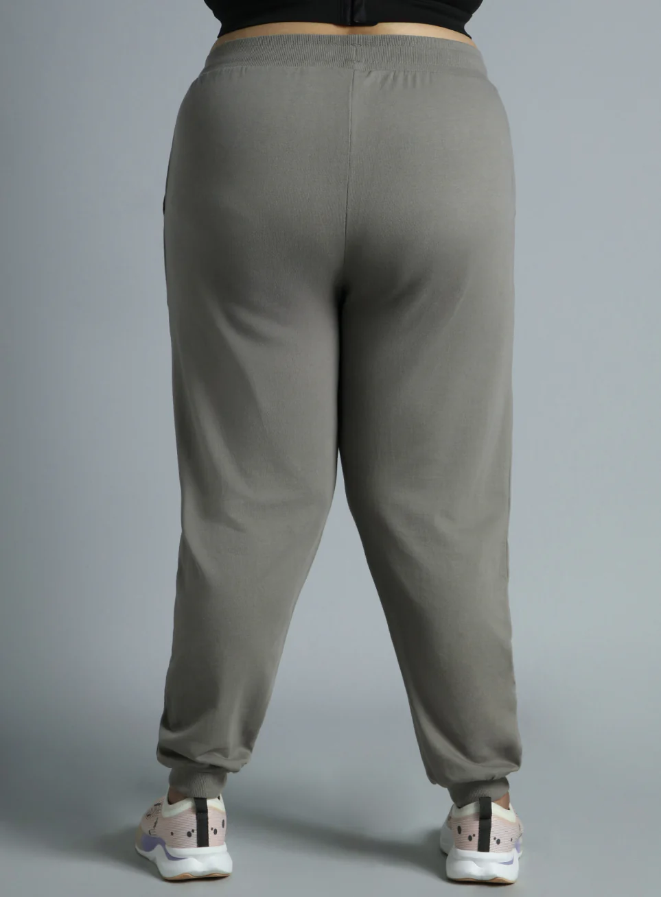Women's Sky Dark Grey Cotton Plus Size Everyday Joggers - Image 6