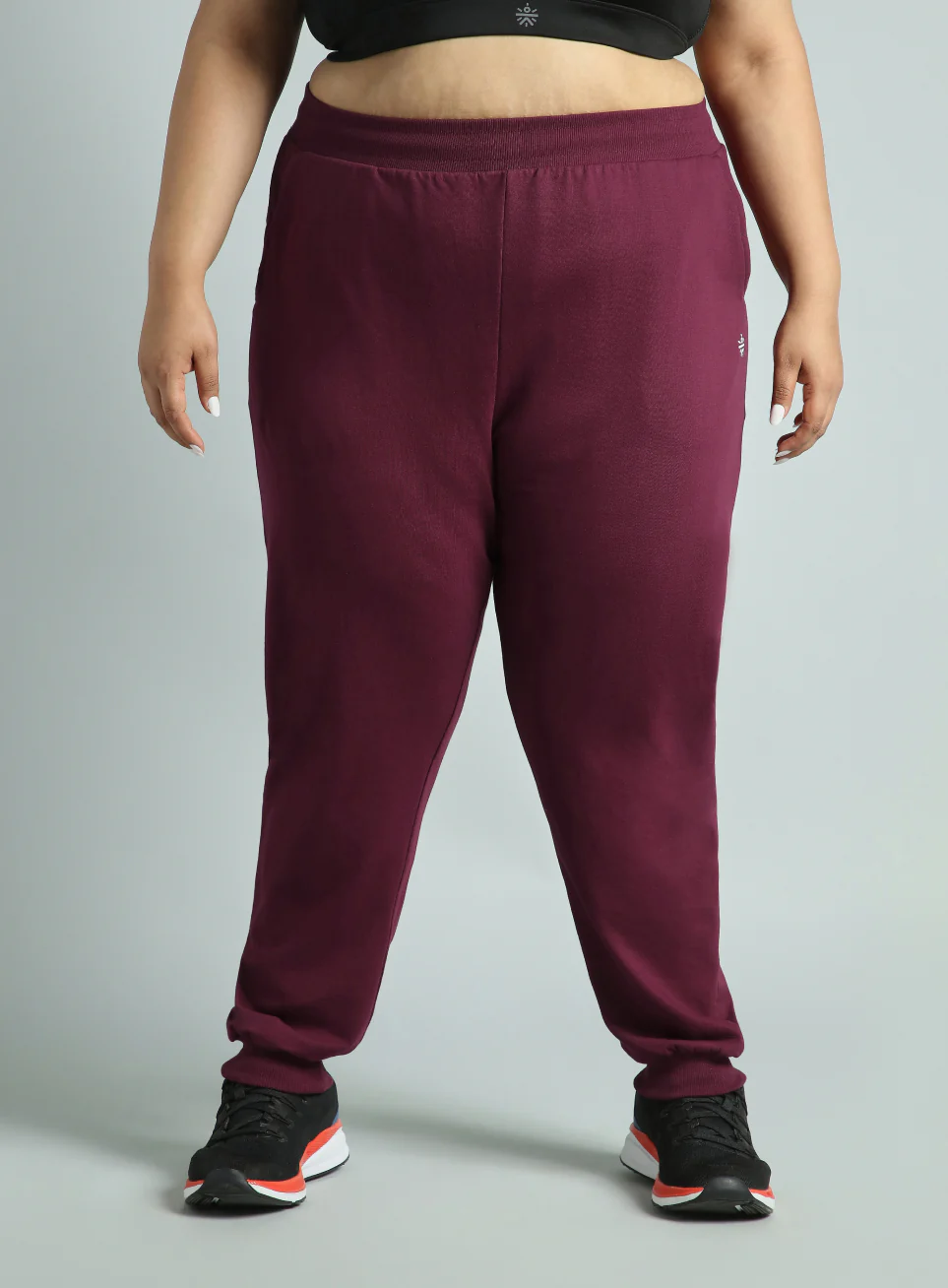 Women's Sky Maroon Cotton Plus Size Everyday Joggers - Image 4