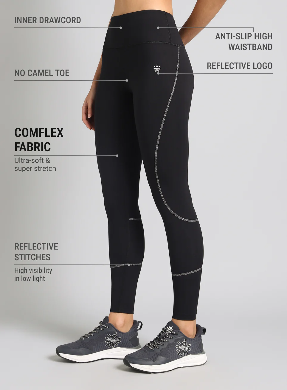 Women's Black Absolute Fit Solid Running Tights - Image 5