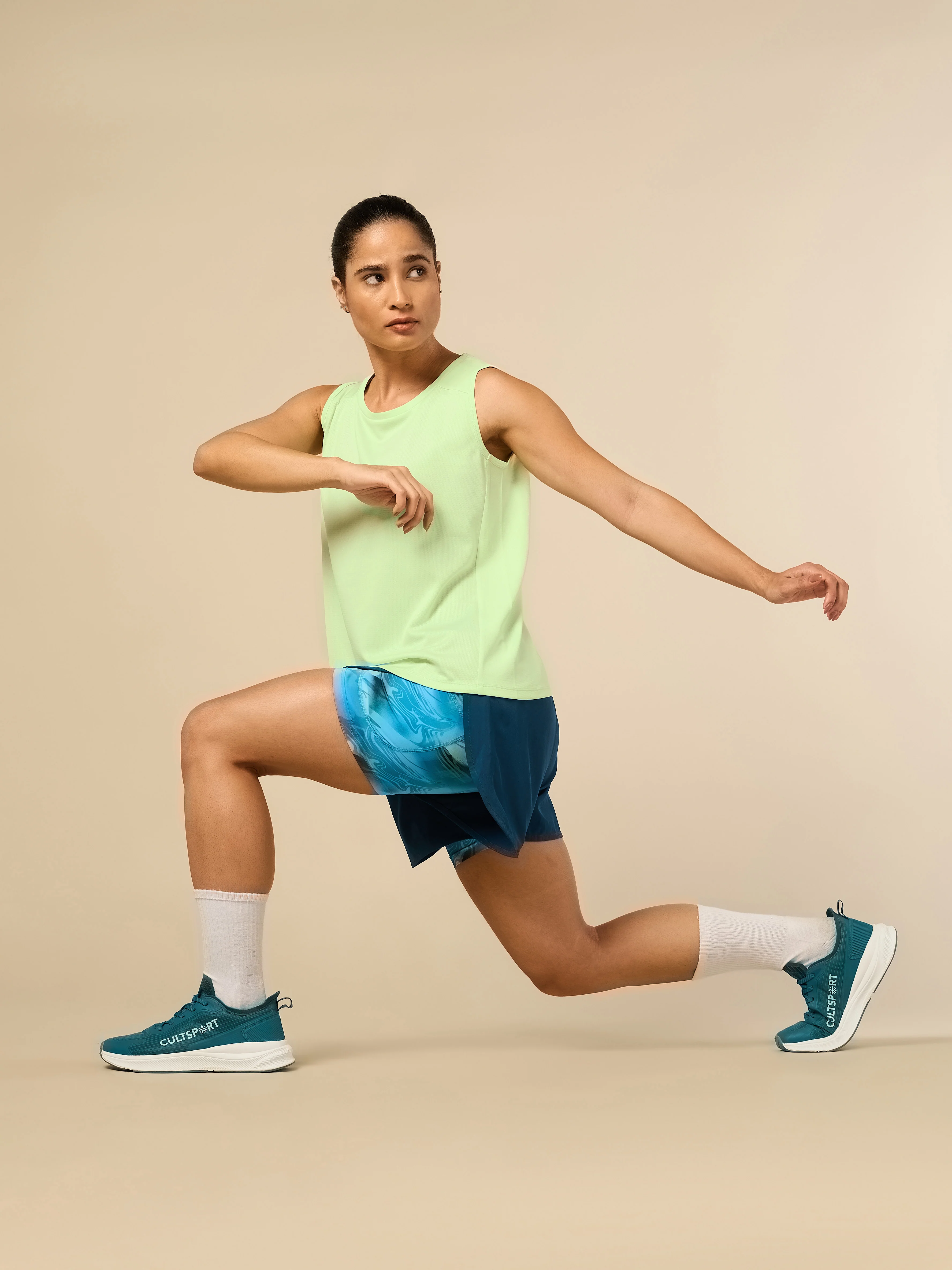 Women's Stay Fit Green Performance Tank - Image 2