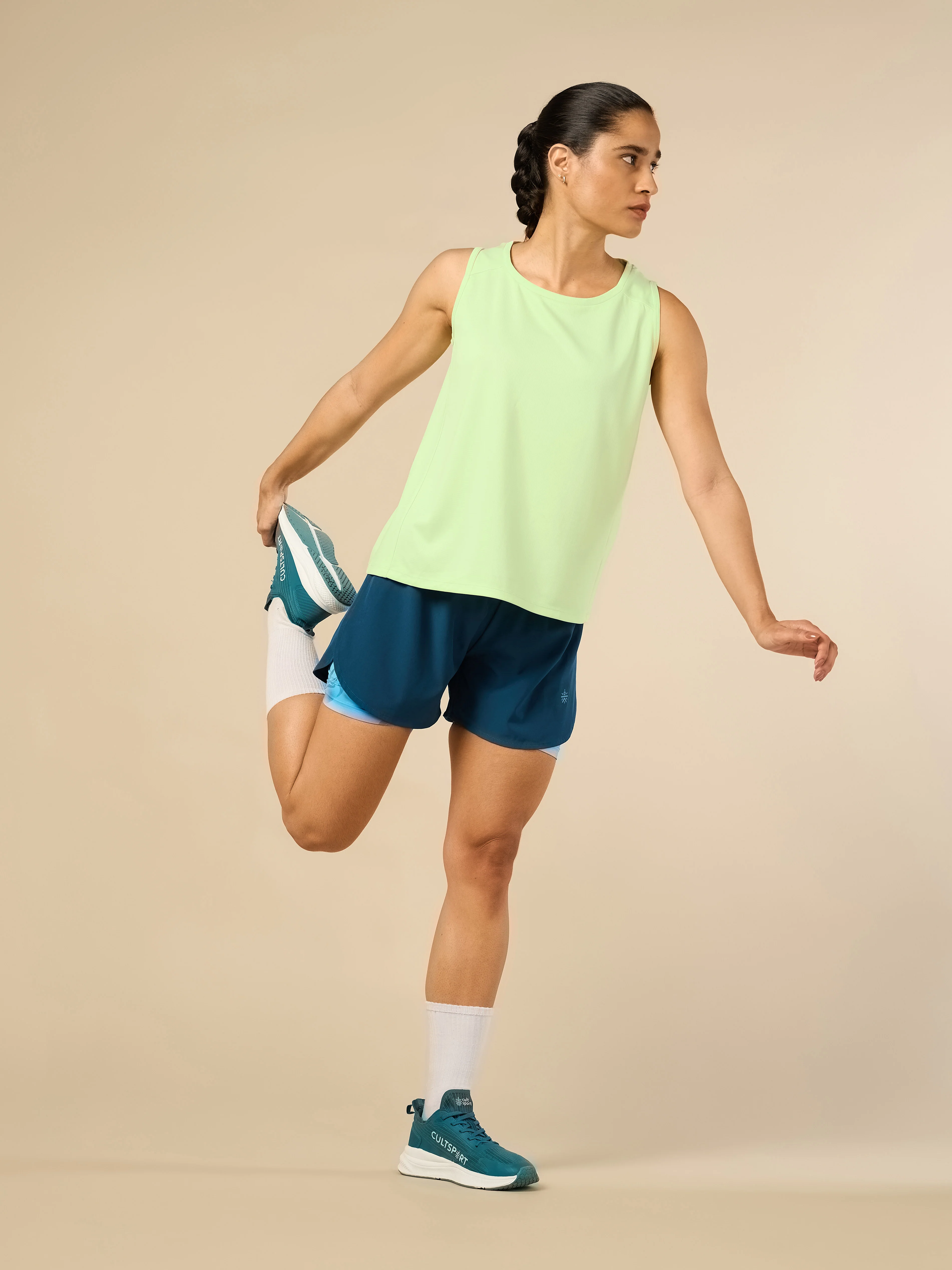 Women's Stay Fit Green Performance Tank - Image 3