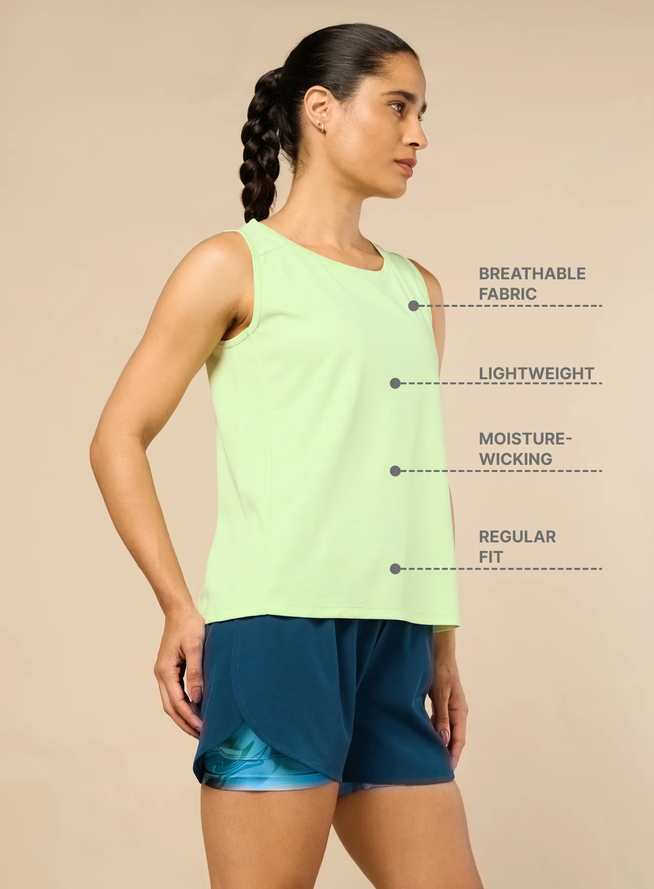 Women's Stay Fit Green Performance Tank - Image 5