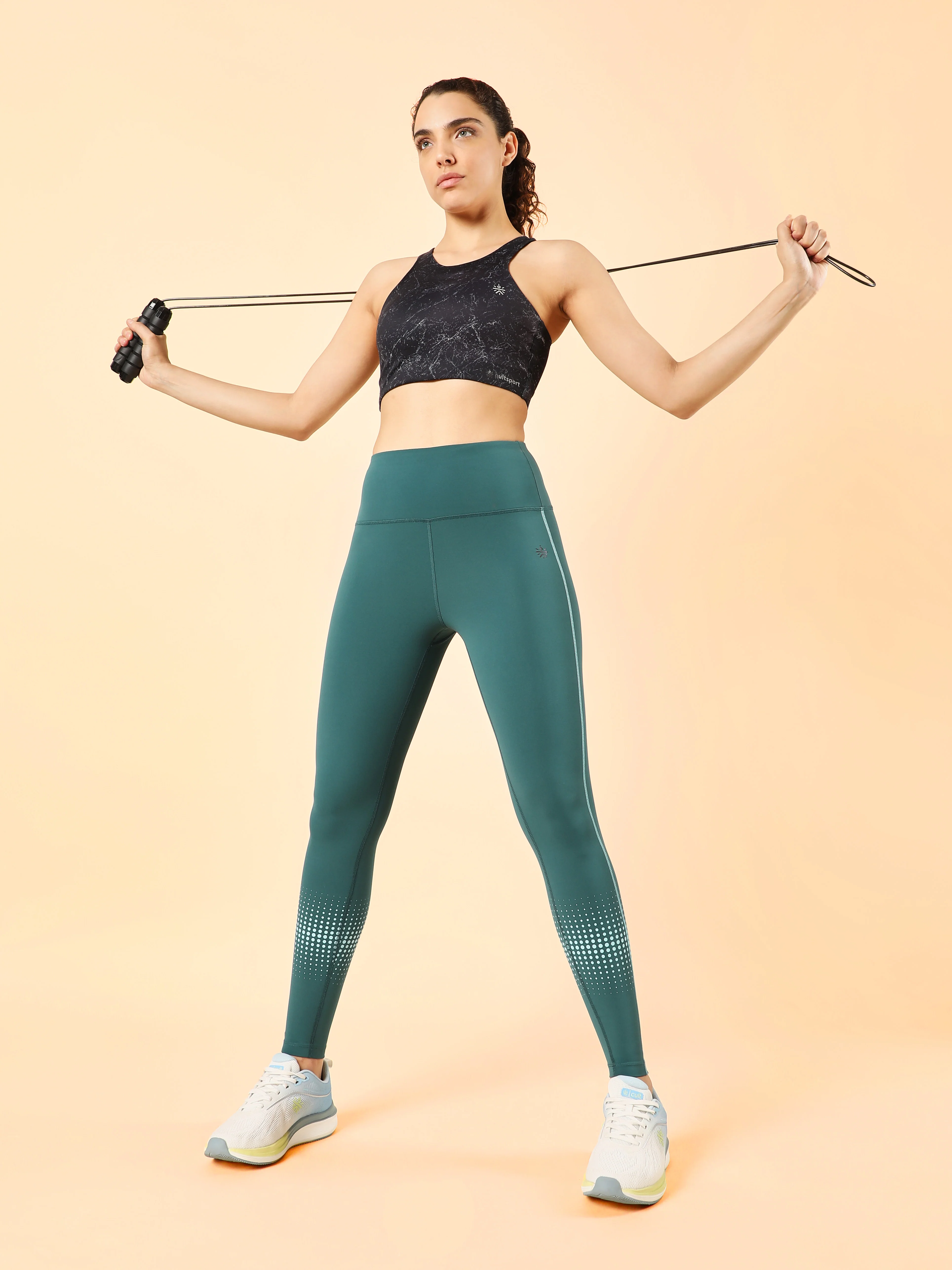 Women's Teal Energy Map Printed COMFlex Tights - Image 2