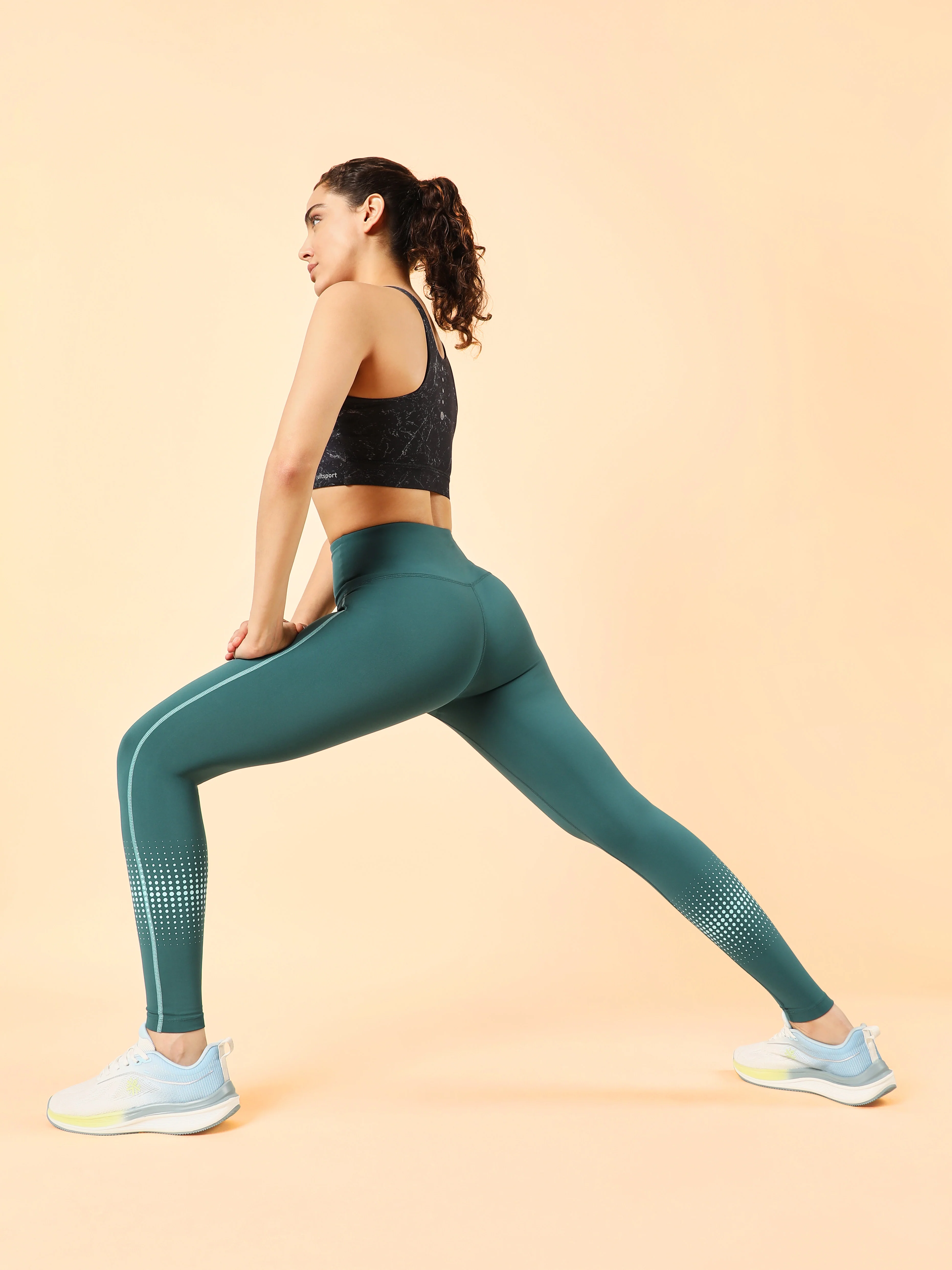 Women's Teal Energy Map Printed COMFlex Tights - Image 3