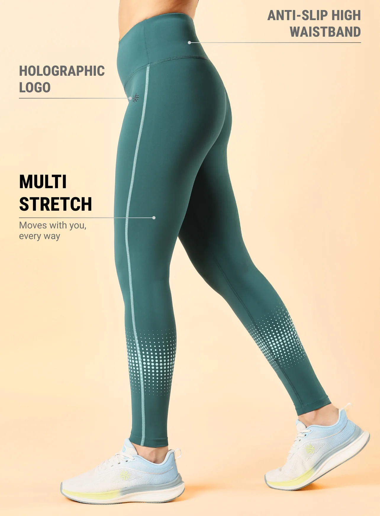 Women's Teal Energy Map Printed COMFlex Tights - Image 5