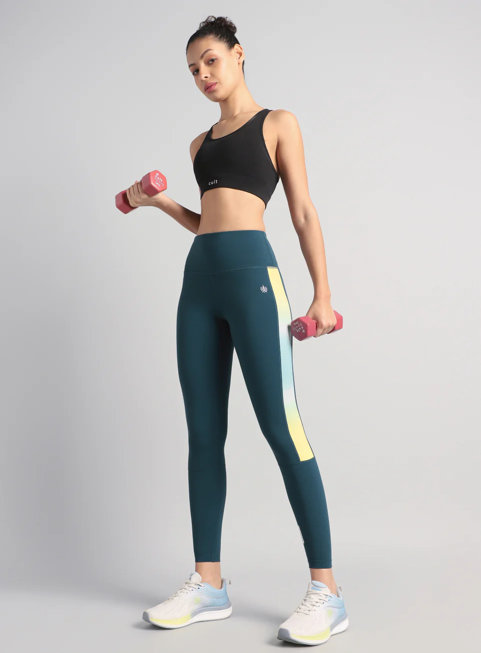 Women's Teal Energy Print Training COMFlex Tights - Image 2